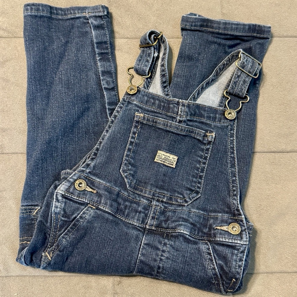 Wrangler Boys Size 24 Months Denim Overalls Snap Bottom Jeans 2T Carpenter
